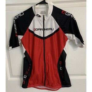 Louis Garneau Team Cycling Jersey Womens Large L Full Zip black-red-white